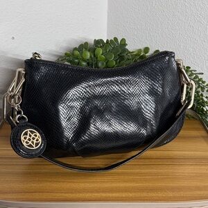 Antonio Melani Black Leather Slouch Hobo Shoulder Bag 90s Minimalist